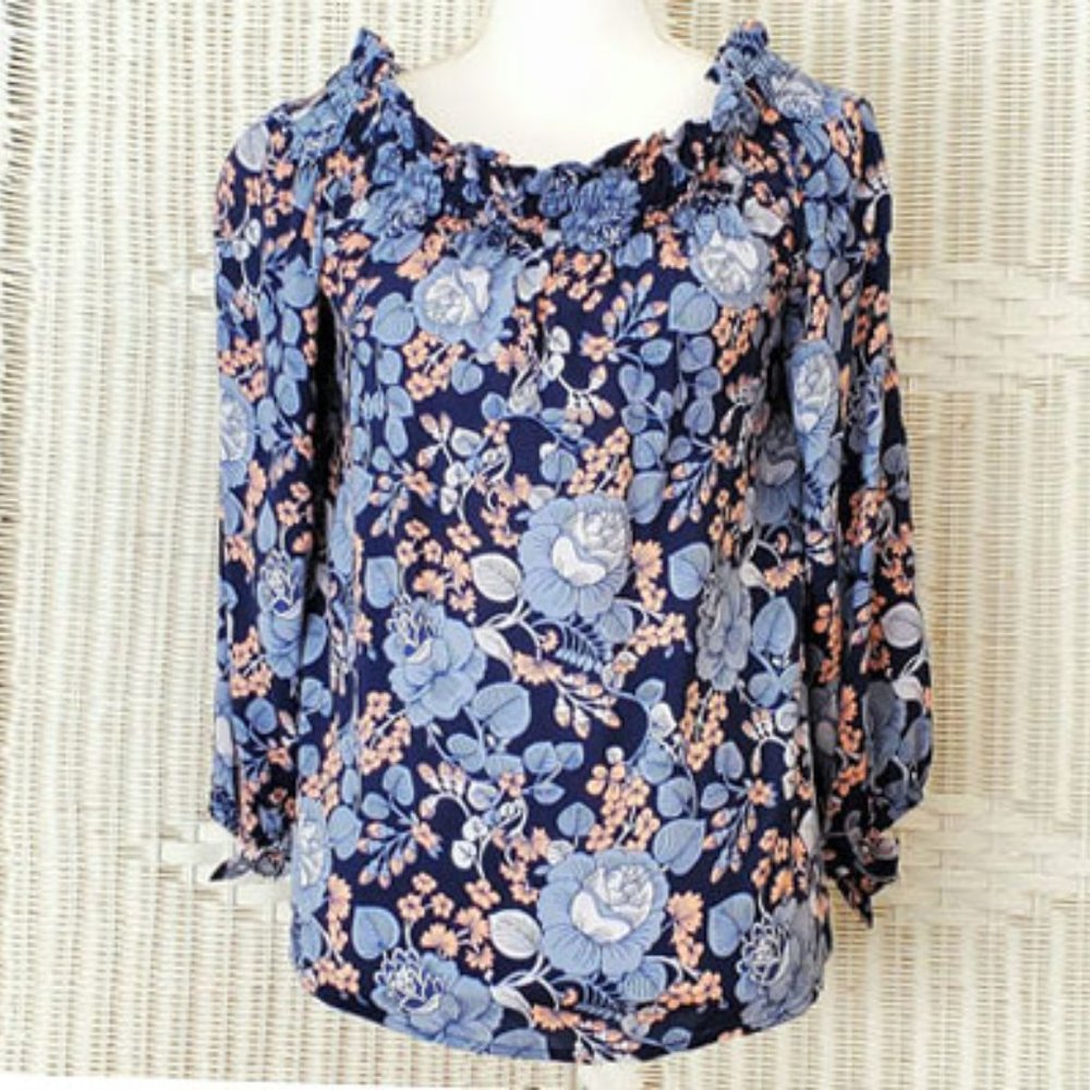 7 Sisters Juniors' Printed Off-The-Shoulder Top